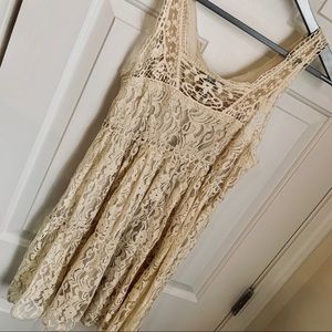 3 for $25 Ivory lace crochet ruffled dress